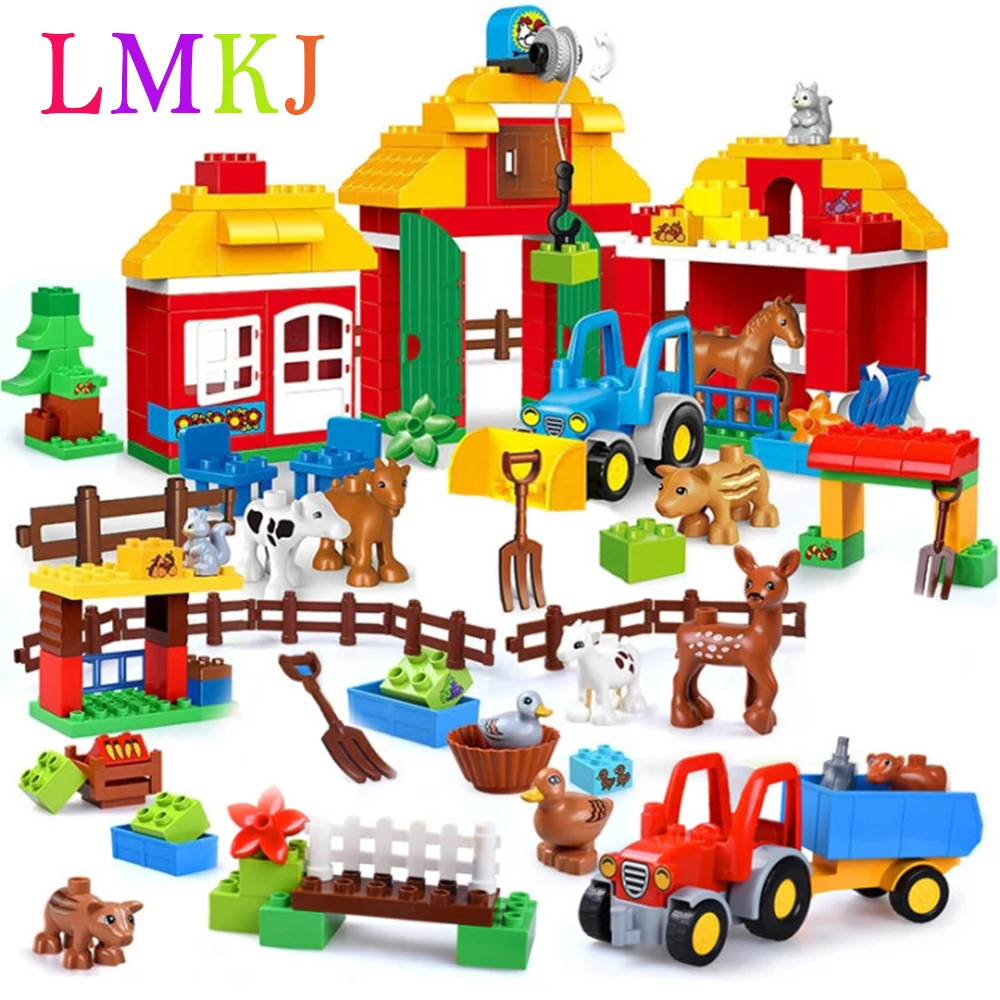 

Строительные блоки большого размера «сделай сам», счастливая ферма, семейный зоопарк, набор животных, игрушка, совместимая с игрушками для ...