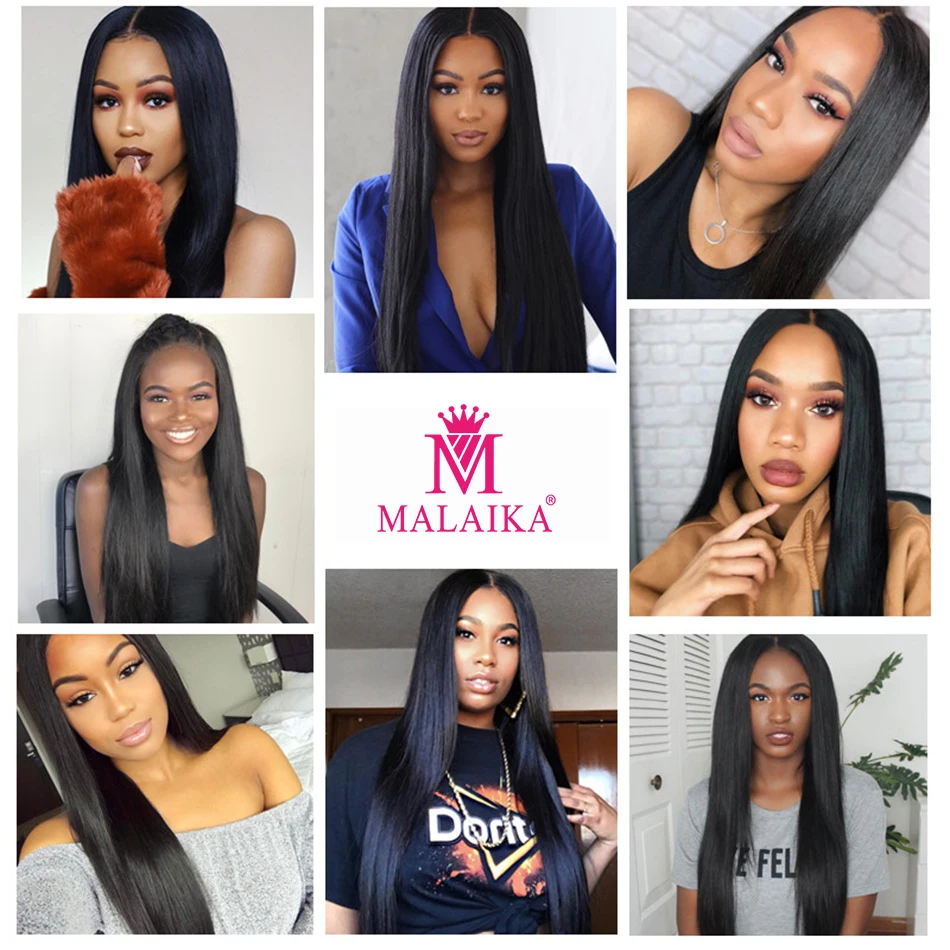 Malaika 3 4 пряди натуральные Волосы Remy волос с закрытием прямые человеческие волосы