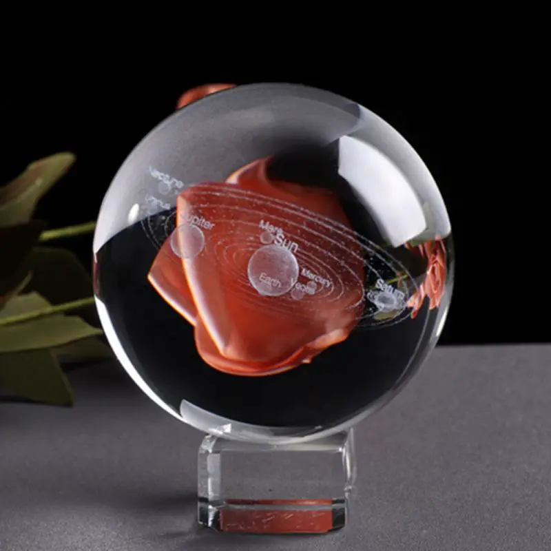 6 см лазерная гравировка Солнечный хрустальный шар 3D миниатюрная модель планет