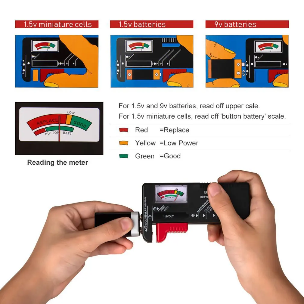 BT168 Portable Universal Digital Battery Tester Volt Checker For AA AAA 9V Button Multiple Size |