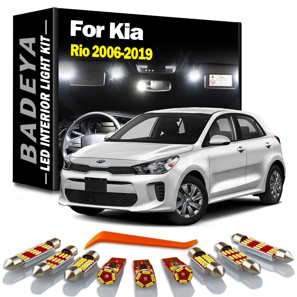 BADEYA Canbus Car Accessories LED Interior Light Kit For 2006-2015 2016 2017 2018 2019 Kia Rio Dome Map Trunk License Plate Lamp