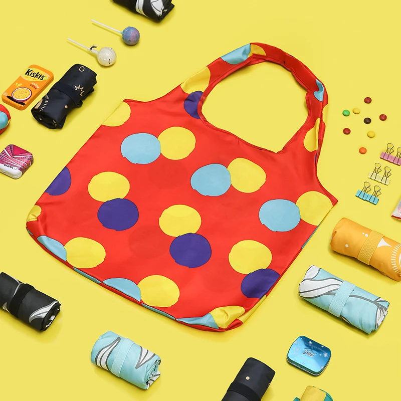 

Designer Tote Bag ECO-Friendly Reusable Portable Shoulder Handbag for Women 2021 Folding Fashion Pouch Shopping Bag Foldable