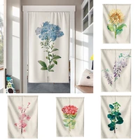 hand painted plant cloth curtain bedroom kitchen decoration household door curtain partition half panel curtain blackout curtain