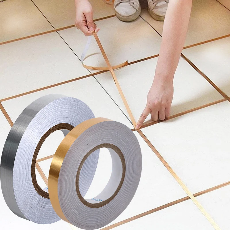 

50M Gold Self-adhesive Tiles Sticker Waterproof Wall Gap Sealing Tape Tile Beauty Seam Floor Sticker Home Decoration Decals