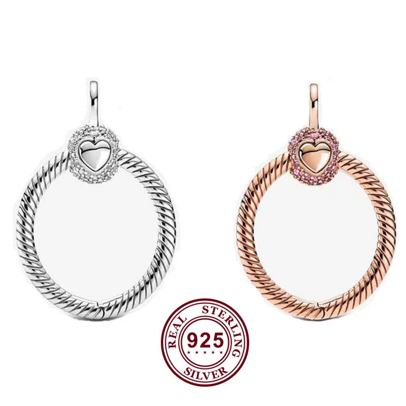 

2020 New 925 Sterling Silver Pan Charm Exquisite Rose Gold O-shaped Close Set Pendant Charm Fit Pandora Necklace Diy Jewelry