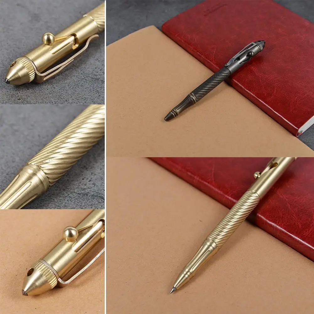

1pcs Quality Brass Tungsten Head Outdoor Camp Self-defense Portable Pen Sign Tactical Pen Bolt Switch Ball Point Writing Pen Set