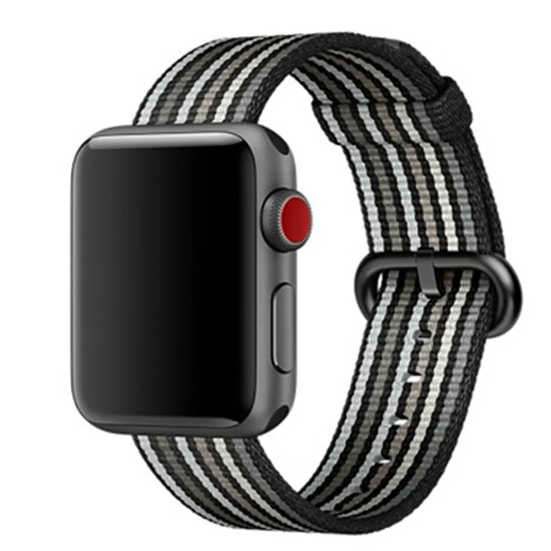 strip black Nato Strap for Apple Watch Band pulseira apple watch 5 4 3 44mm 40mm correa Woven Nylon iwatch band 42mm 38mmBracelet belt - Цвет ремешка: strip black
