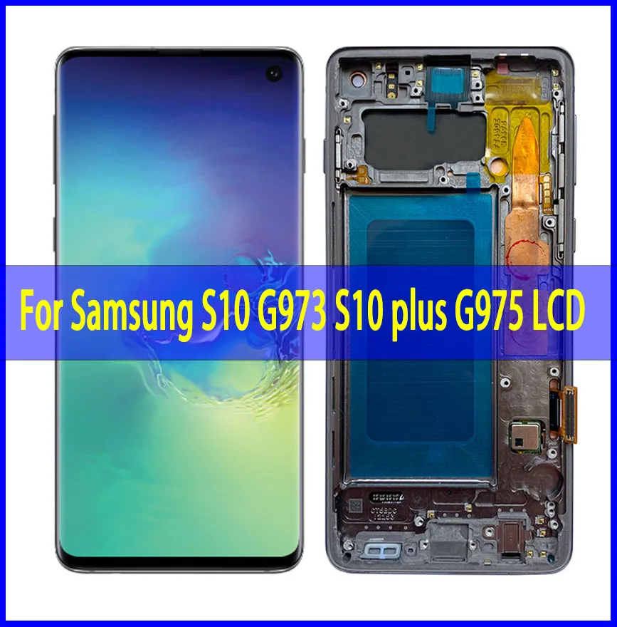 

Display No Defect ORIGINAL AMOLED S10 LCD For SAMSUNG Galaxy G973F/DS G973F G973 S10 Plus G975 G975F/DS Touch Screen Digitizer