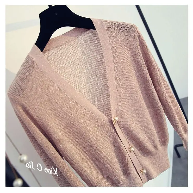 pink cardigan Woherb осенний женский кардиган модный тонкий женский вязаный свитер корейский v-образный вырез Sueter Mujer длинный рукав свитер пуговицы - Color: pink cardigan