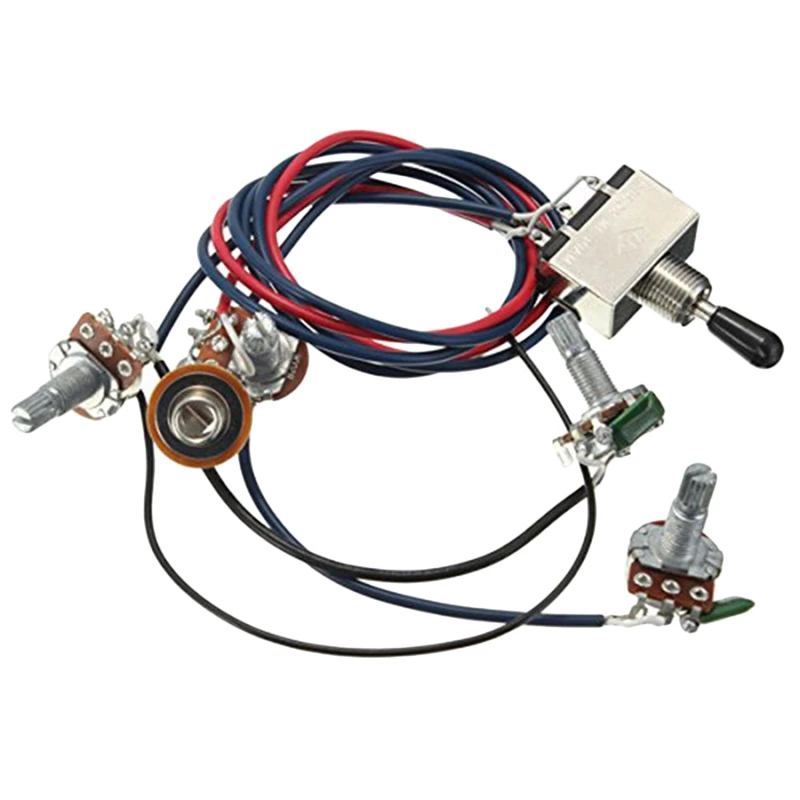 

ABGZ-Lp Electric Guitar Pickups Wiring Harness Kit 2T2V 500K Pots 3 Way Switch With Jack For Dual Humbucker Styl