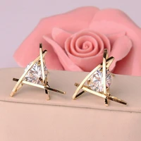 womens earrings european and american new gewelry geometric hollow square triangle zircon earrings fashion gewelry