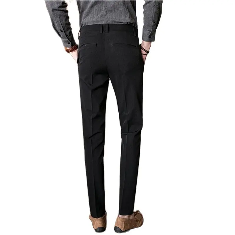 Брюки мужские компактные в Вертикальную Полоску модные облегающие штаны для