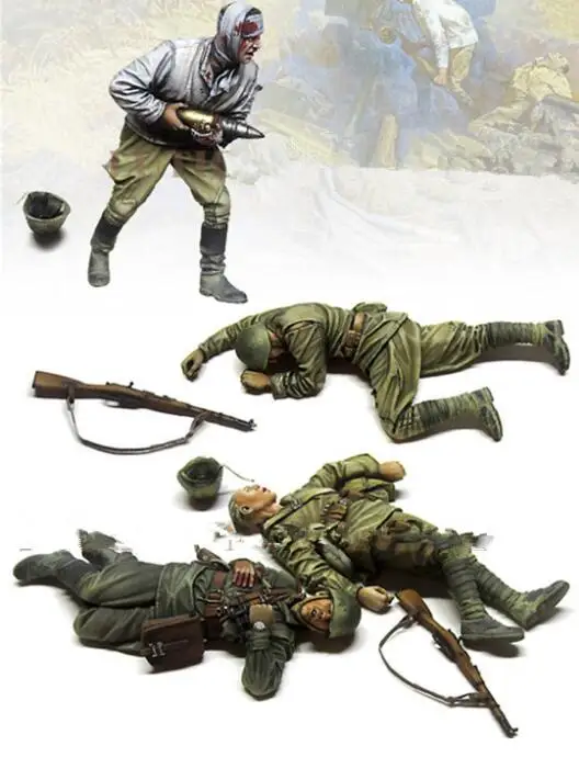 Неокрашенная сборка в масштабе 1/35 Набор фигурок советских солдат осень