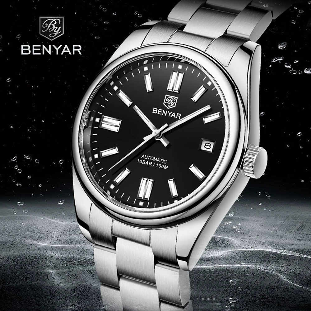 BENYAR Men Watch Sapphire Glass Mechanical Wristwatch Automatic Watch For Men Stainless Steel 100M Waterproof reloj hombre 2022