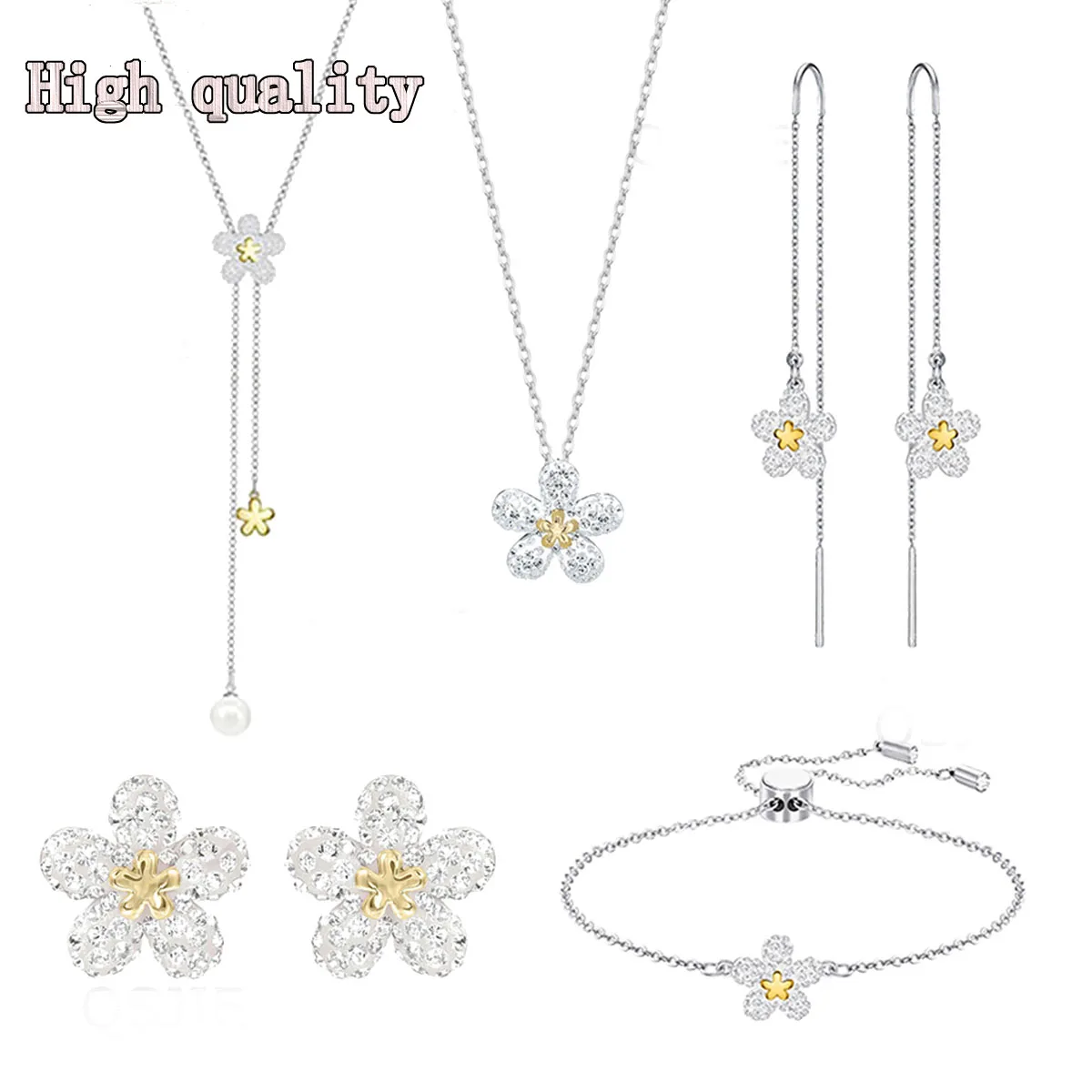 

Fashion Jewelry High Quality SWA1:1 Exquisite and Charming Crystal Plant Flower Charm Women's Earrings Best Gift