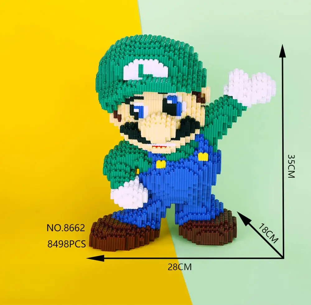 Забавные микро Строительные кирпичи, мультфильмы Супер Марио bros Luigi соединительный блок сборные игрушки коллекция моделей