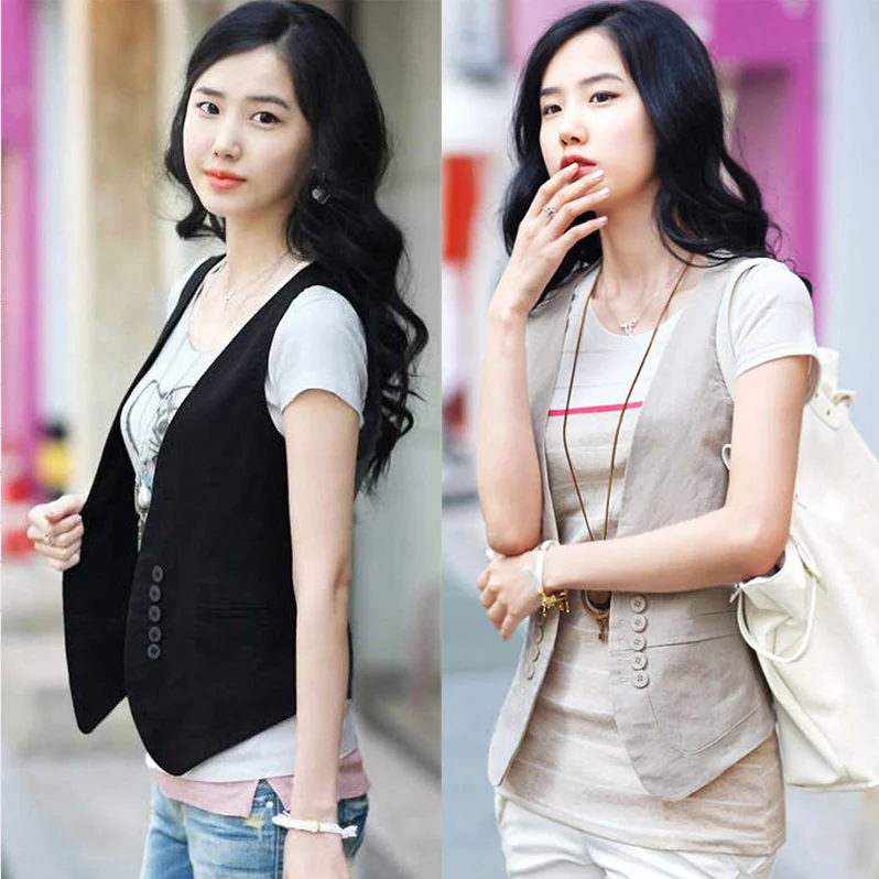 

2020 New Spring Autumn Women Vest Office Work Fashion Slim Coats Korean Casual Solid Sleeveless Vest Female 4XL A178