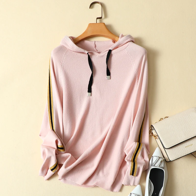 

Женские вязаные свитера и пуловеры с капюшоном; Новинка 2021 года; Сезон осень; Свободная теплая женская элегантная верхняя одежда; Топы