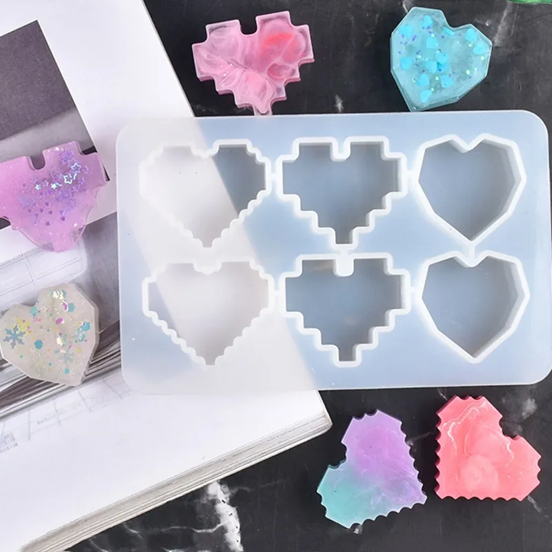 

Crystal UV epoxy resin shaped pixel love silicone mold DIY handmade jewelry, keychain, soap, candle accessory mold