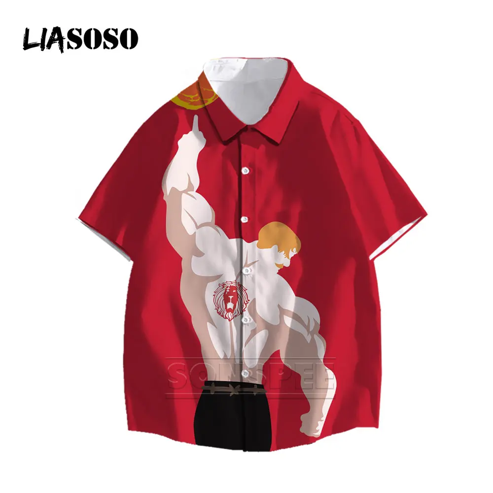 

LIASOSO 2021 Male Long Sleeve Seven Deadly SinsShirt Men's Slim Fit Printed Shirts Casual Holiday Shirts