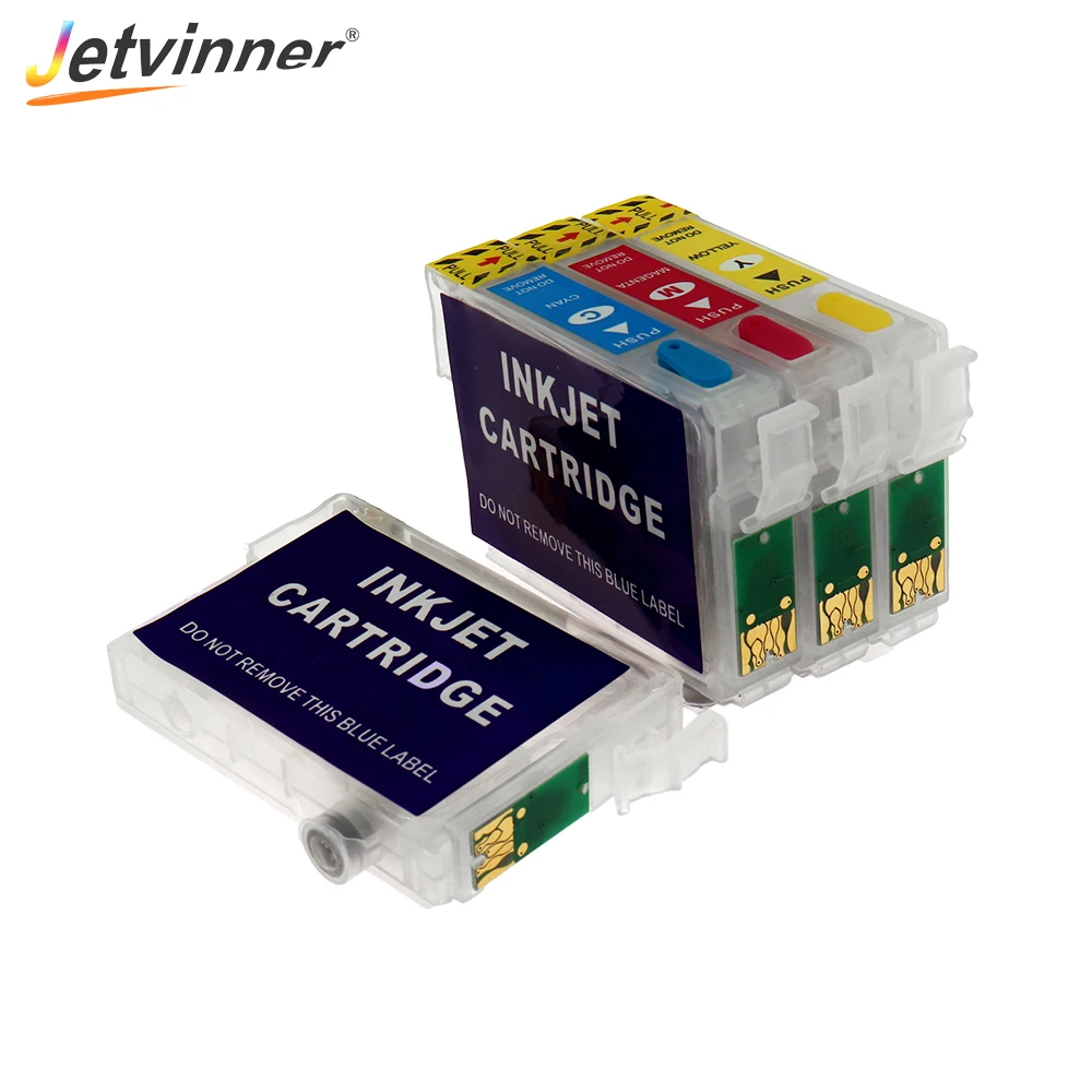 Перезаправляемый картридж Jetvinner 4-цветный для Epson T1281 с чипами ARC Stylus S22 SX125 SX420W SX425W