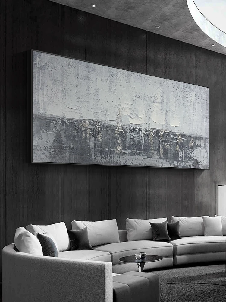 

Абстрактная черно-белая живопись фон для дивана настенные декоративные краски большого размера 36x80 дюймов (90x200 см)