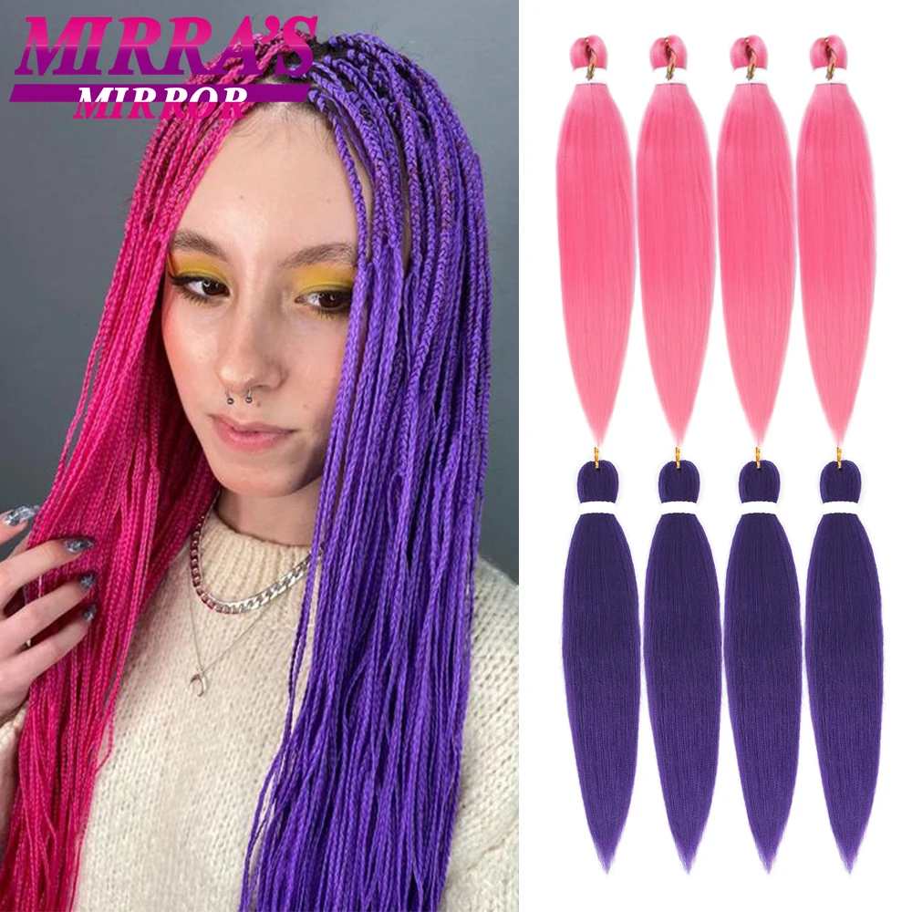 

Braiding Hair Pre Stretched 2/4/6/8 Pcs Synthetic Hair Extensions Yaki Texture Jumbo Braids Crochet Hair Pink Purple 20" 26"