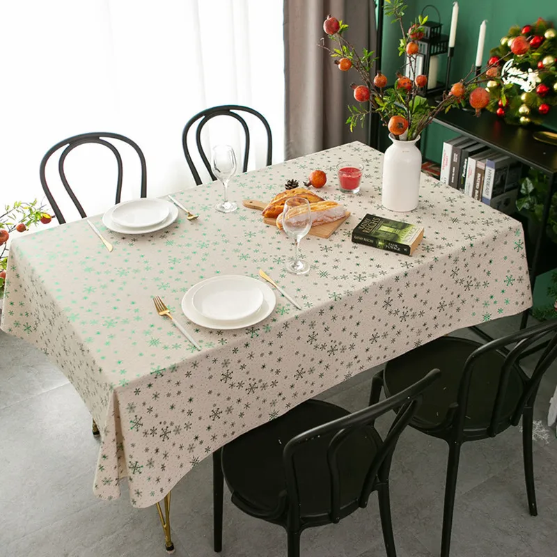 Рождественская скатерть в скандинавском стиле хлопковая льняная с бронзовым