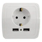 Электрические розетки с европейской вилкой, 2 USB-порта, безопасное Сетевое зарядное устройство переменного тока, аксессуары, розетка, адаптер