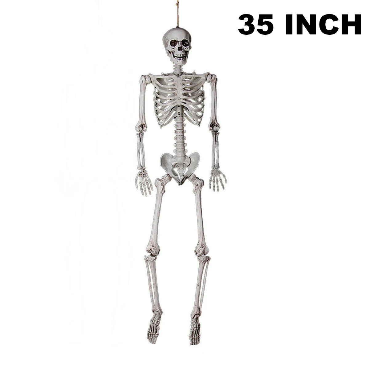 

90cm Durable Simulation Humans Skeleton Ornament Poseable Hanging Halloween Party Bar Haunted House Props Home Decoration