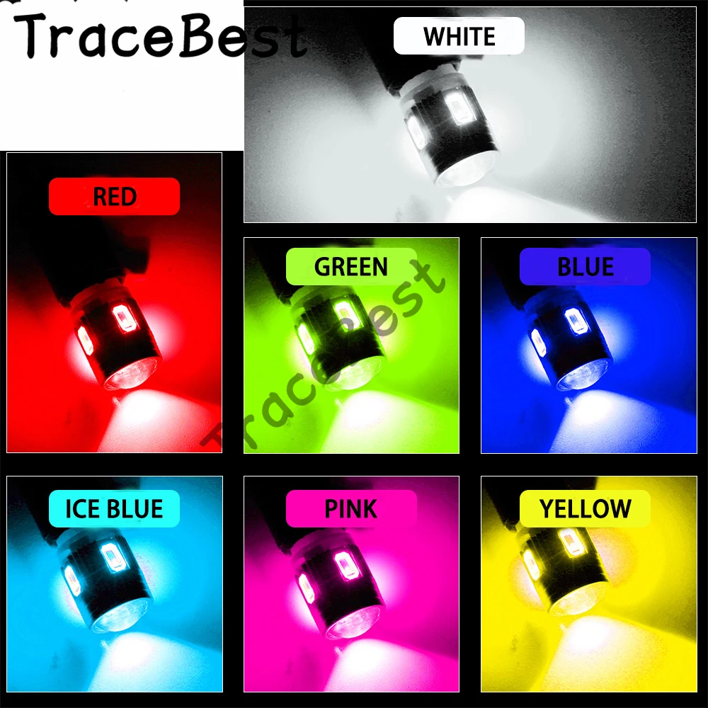 

4PCS T10 W5W LED Canbus No Error 6 Smd 5630 5730 Led Bulbs High Power Wedge Car Clearance Lights Auto Reading Dome Light 12V