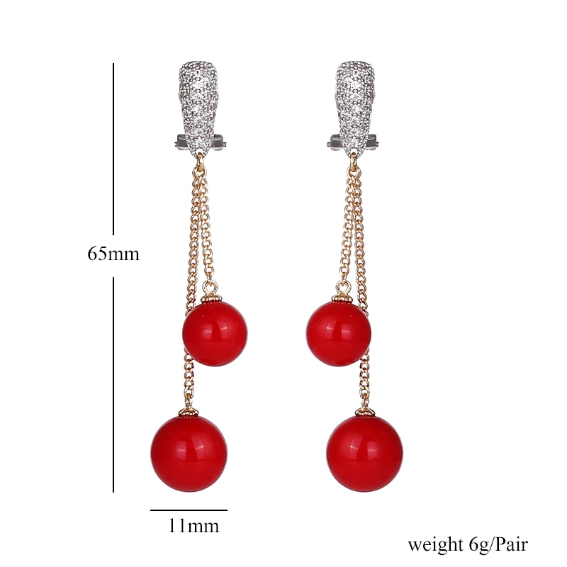 Серьги подвески с двойным жемчугом и цирконом для женщин|Серьги-подвески| |