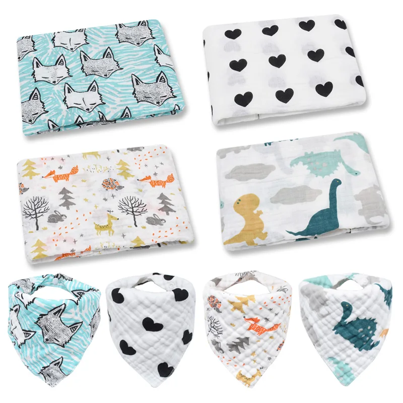 Пеленки + нагрудник детские пеленки мягкие одеяла для новорожденных марлевая