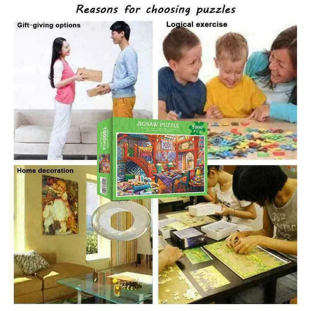 

70*50cm 1000pcs Jigsaw Puzzle Wooden Paper Puzzles Quilt Shop Educational Toys For Children Bedroom Decoration Stickers A4e9