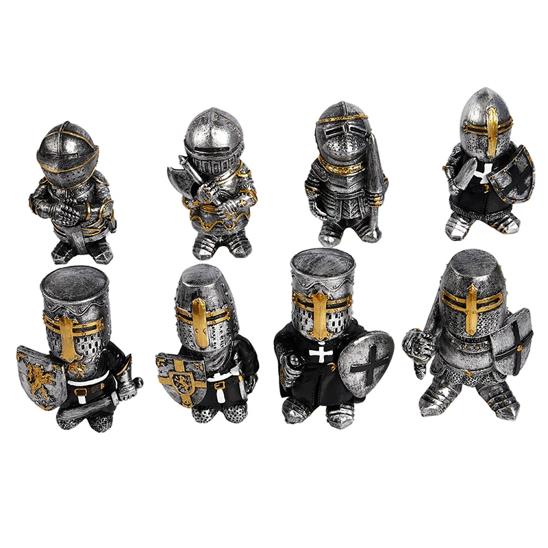 

15 см высотой, восемь видов, рыцарь, гномы, охранник, смола, скульптура, орнамент, наружная садовая статуя, украшение для дома