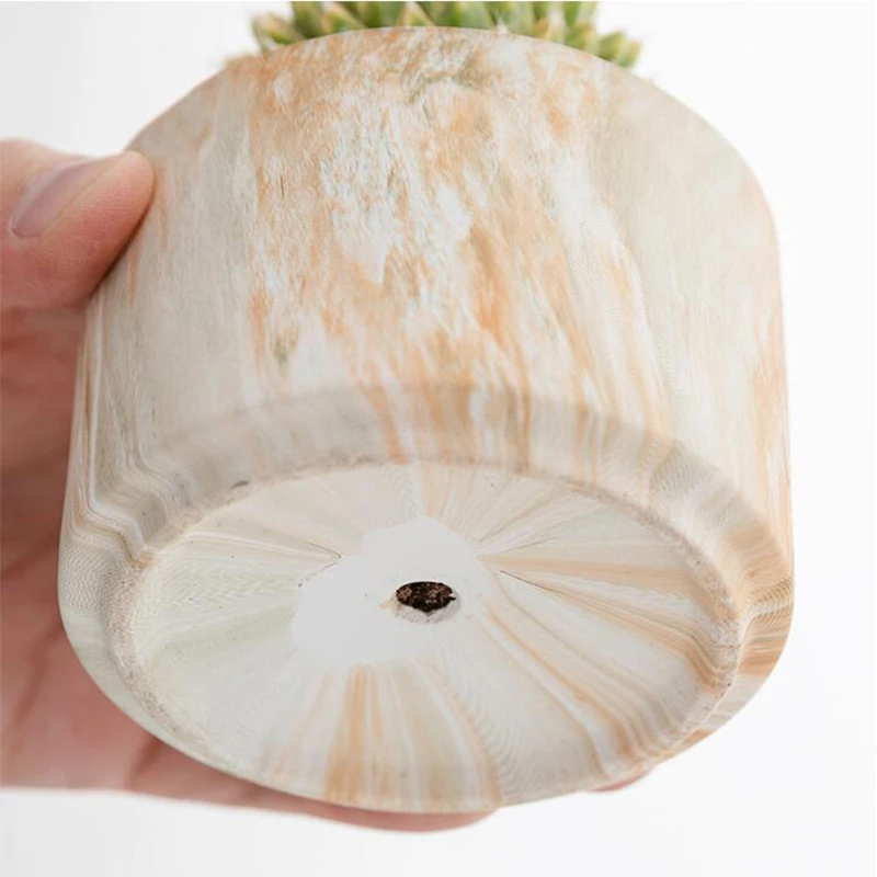 Цветной мраморный цветочный горшок с поддоном в скандинавском стиле