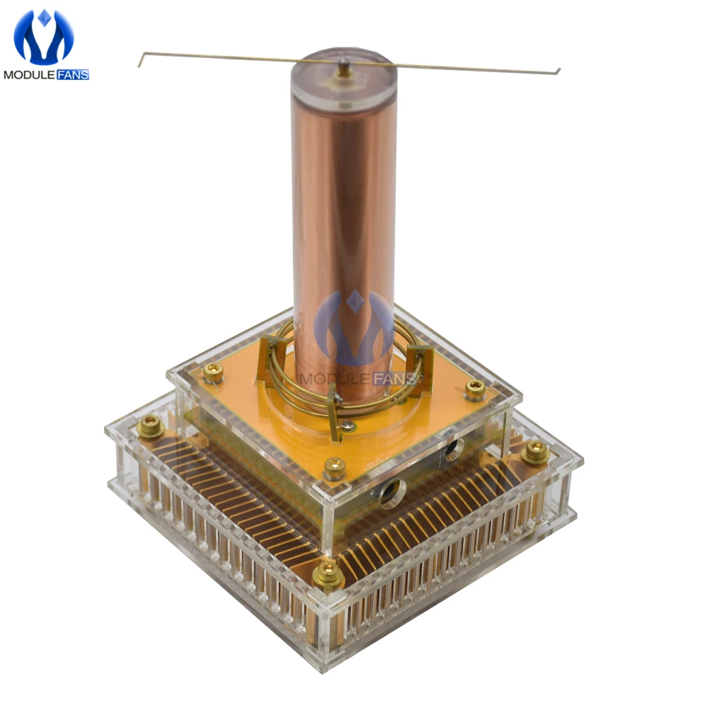 Musical Tesla Coil Music Plasma Speaker DC8-32v Module Golden With Acrylic Shell EU/US Power Plug | Электронные компоненты и
