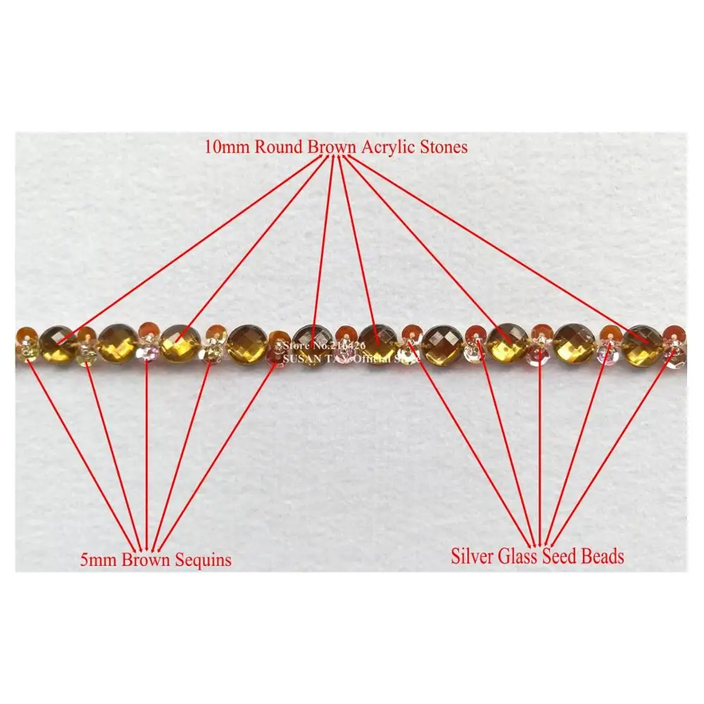 1 ярд х Новинка пришивное коричневое платье ручной работы украшенное бисером и