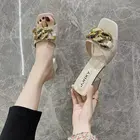 Женские Летние Босоножки на каблуке, украшенные цепочкой, Размеры 35-43, 2021