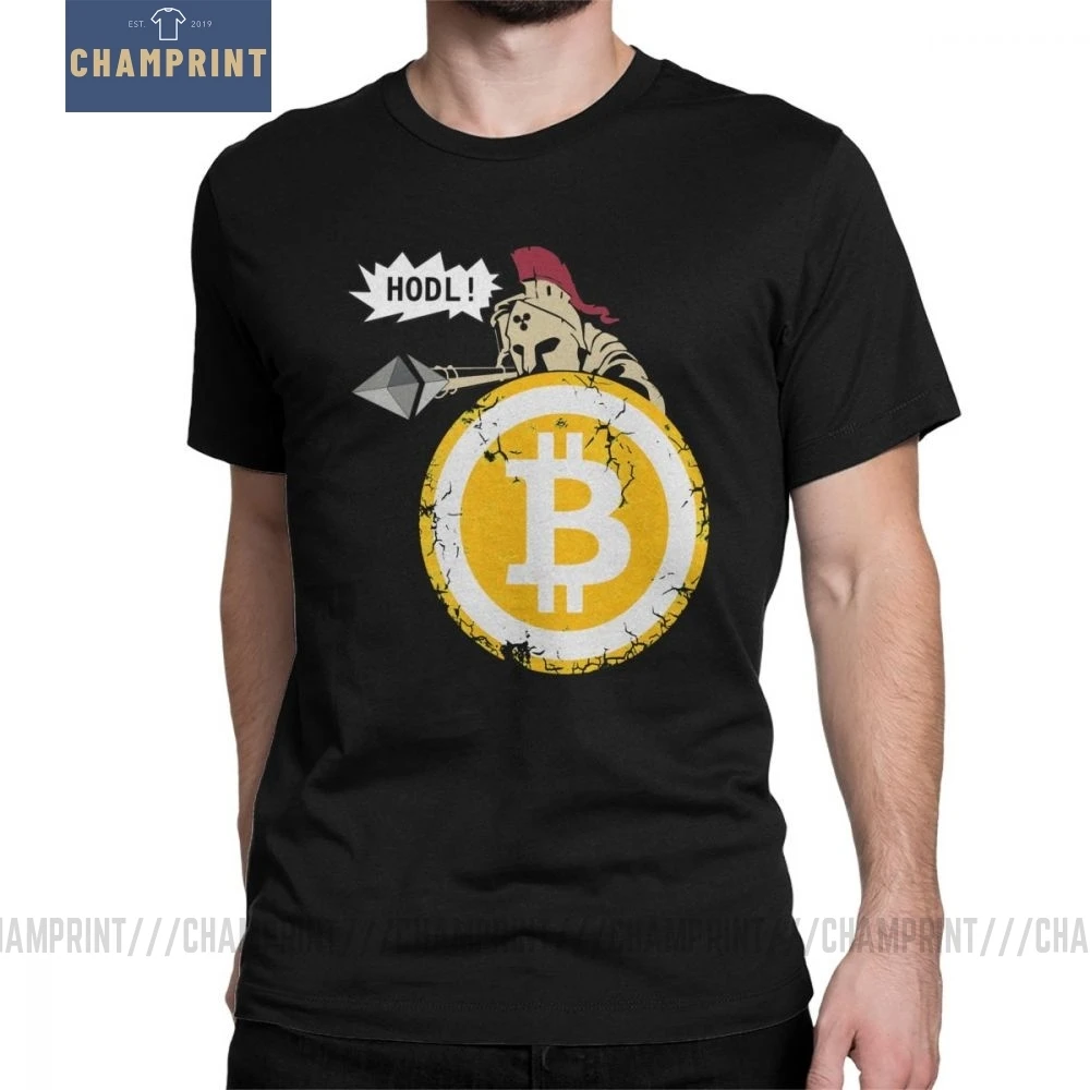 Биткойн HODL Your Cryptos криптовалюты Забавные футболки для мужчин одежда с короткими