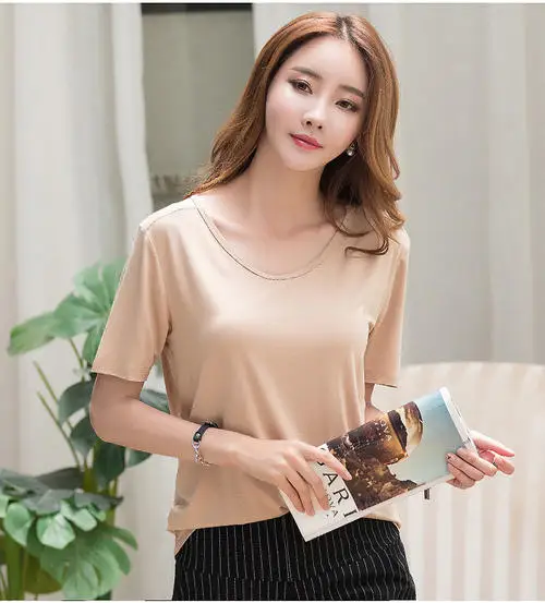 

2020 Summer Fashion Beige T Shirt Women Tshirt