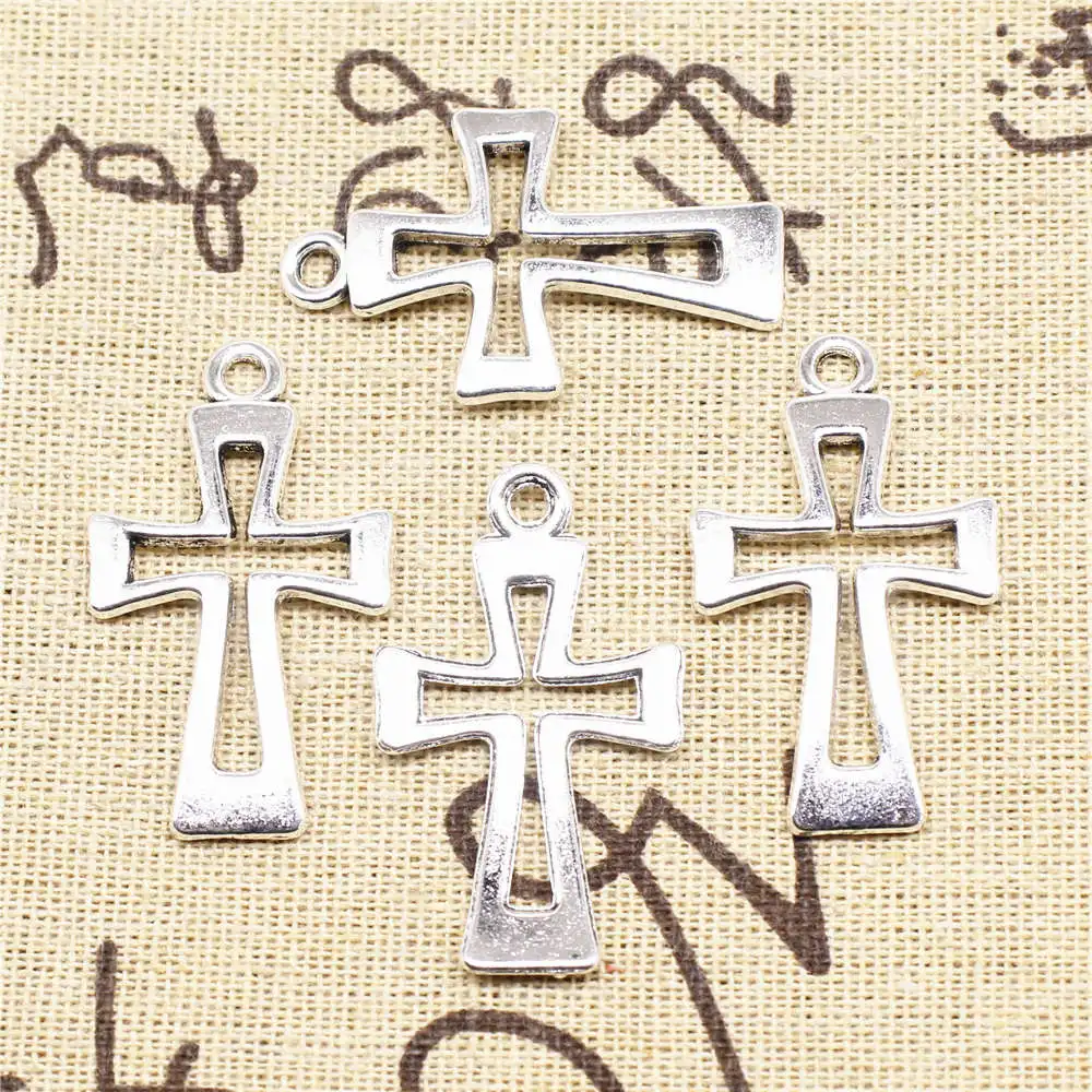 

Подвеска в форме сердца 23x39 мм, крест, подвески, античное серебро, 5 шт.