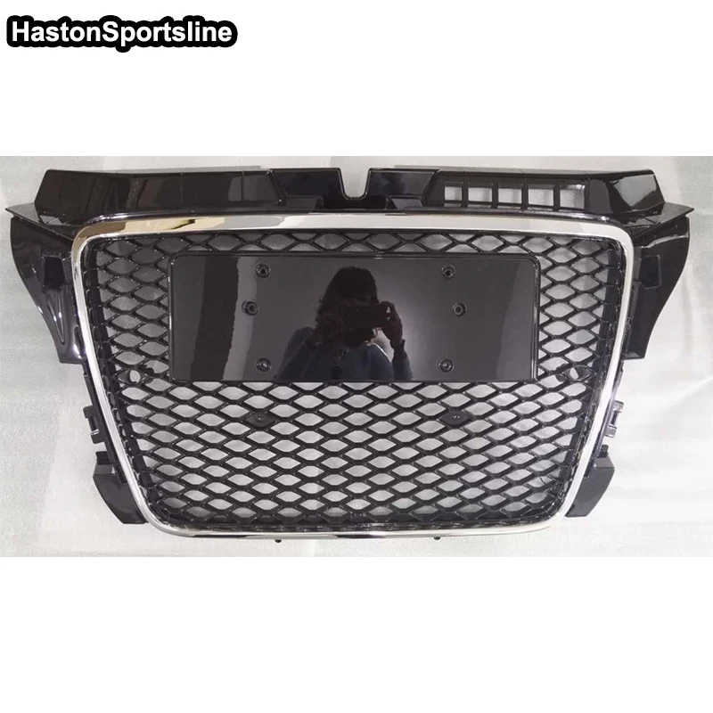 RS3 стиль хромированная рама черный Передний бампер сетка гриль решетка