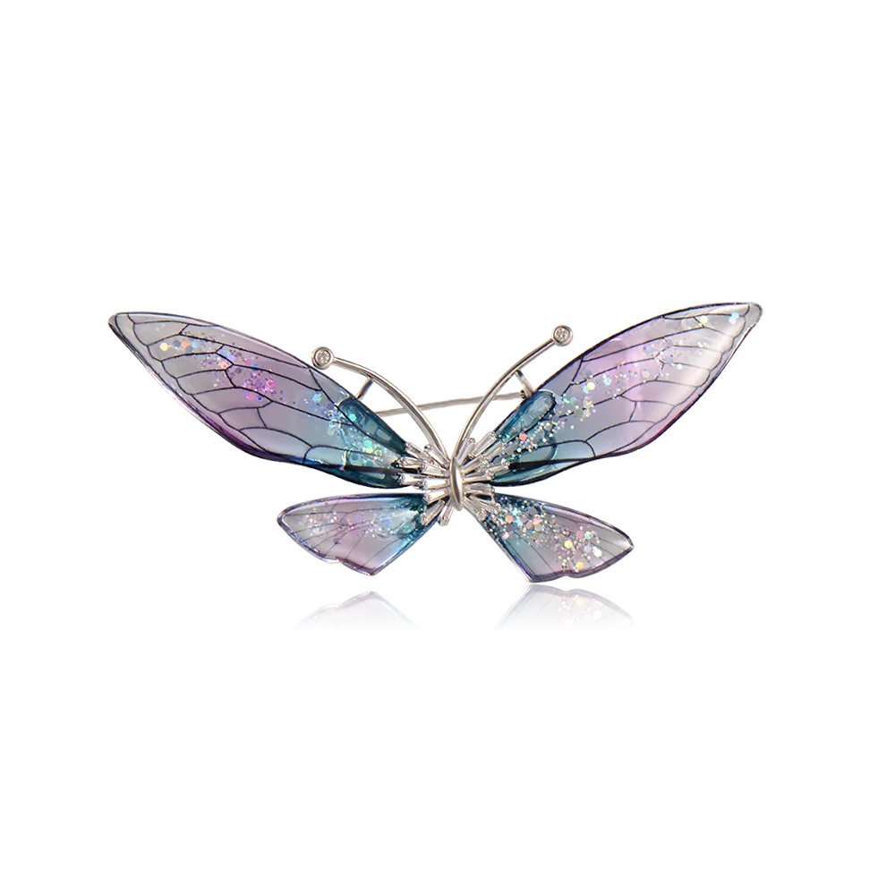 

Blucome New Unique Glittering Colorful Copper Brooches Butterfly Shape Brooch Pins for Women Suit Dress Hat Hijab Pins Jewelry