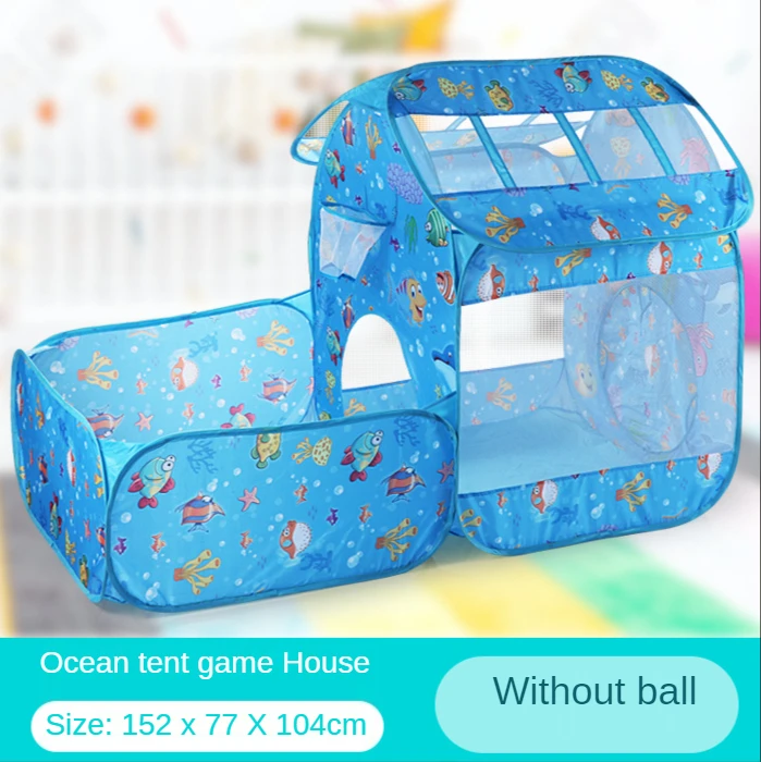 

Children's Indoor Crawling Folding Ocean Printing Two-in-one Play House Tunnel Tent Throwing Basketball Pool Baby Toy