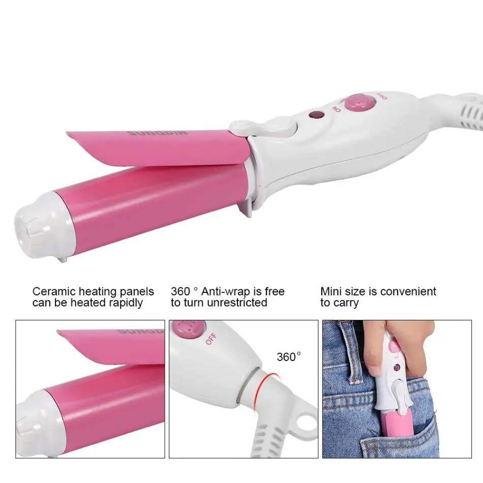 

Mini Portable Electric Hair Curler Personal Hair Styling Tools Thermostatic Wavy Tourmaline Ceramic Curling Iron EU Plug