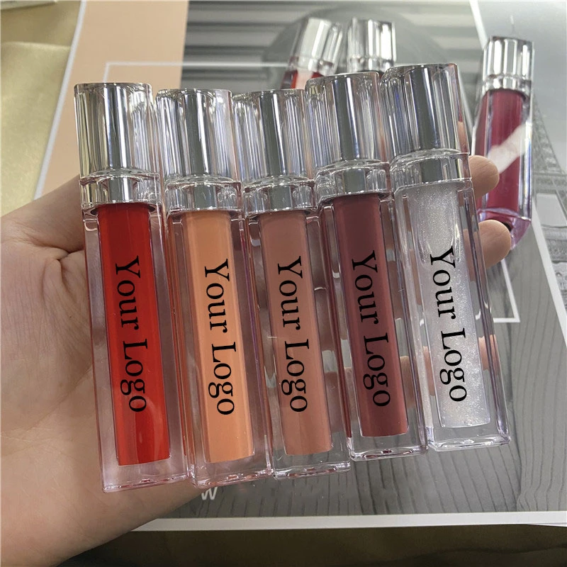 10pcs Customized Vegan Lip Gloss Wholesale Cosmetics Private label Moisturizing Lipgloss Shiny Clear Makeup Liquid Lipstick