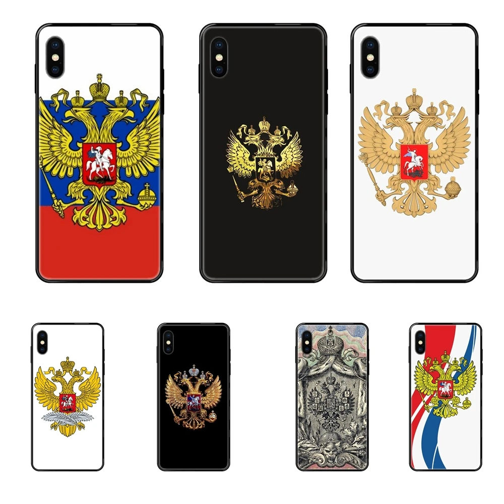Герб России мягкий черный чехол для телефона с изображением на задней панели Huawei