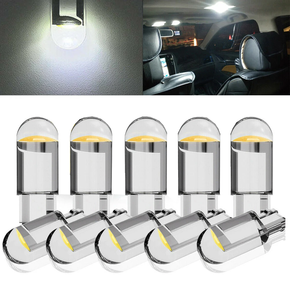 

10PCS 194 W5W LED T10 LED Bulbs for Car Parking Position Lights Interior Map Dome Trunk Lights 12V White Auto Lamp 6000K White