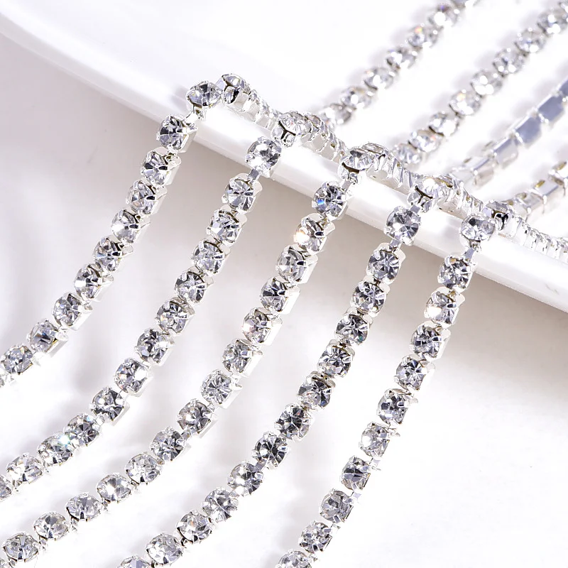 10 ярдов/рулон стразы с кристаллами AB блестящие цепочки для пришивания аксессуары